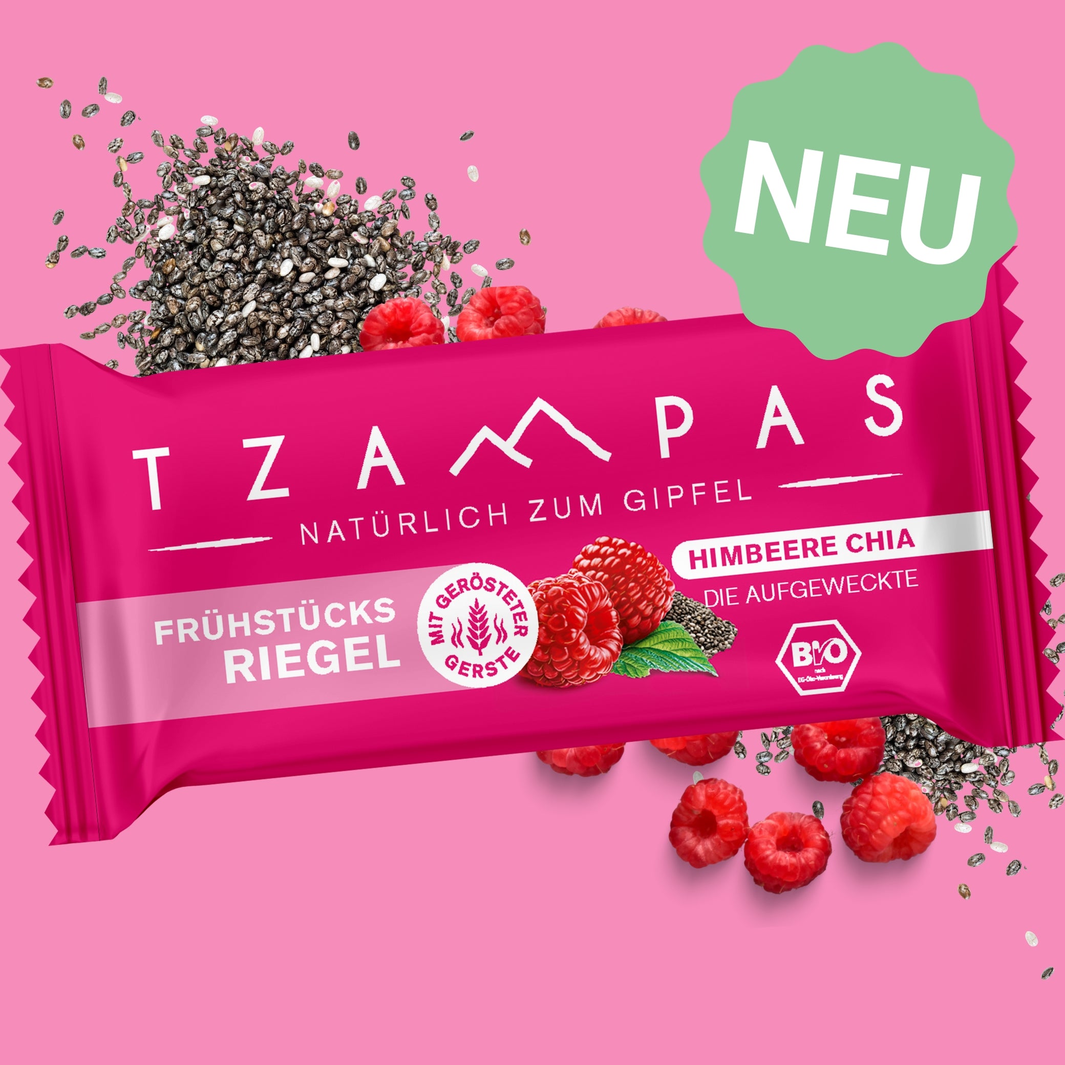 Frühstücksriegel Himbeere Chia