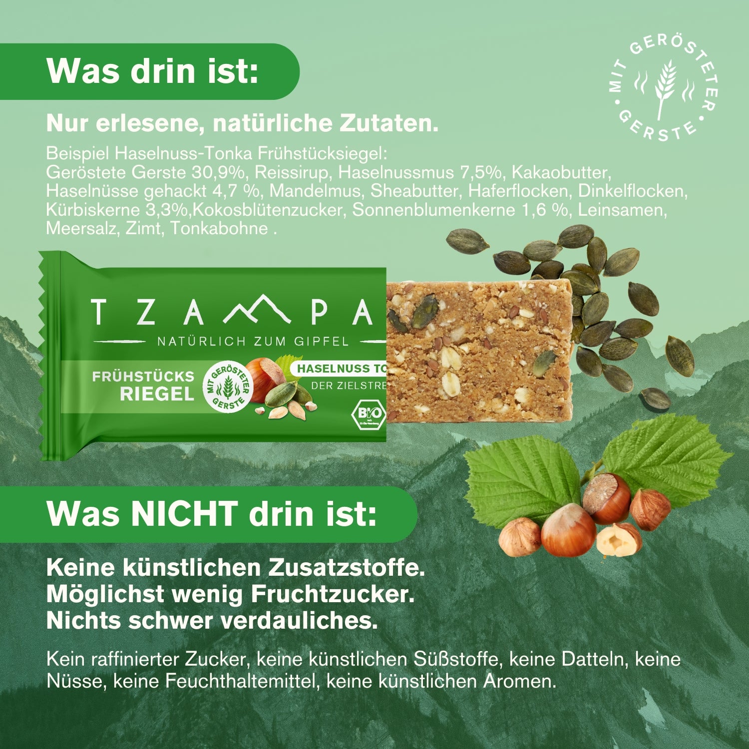 Frühstücksriegel Haselnuss Tonka