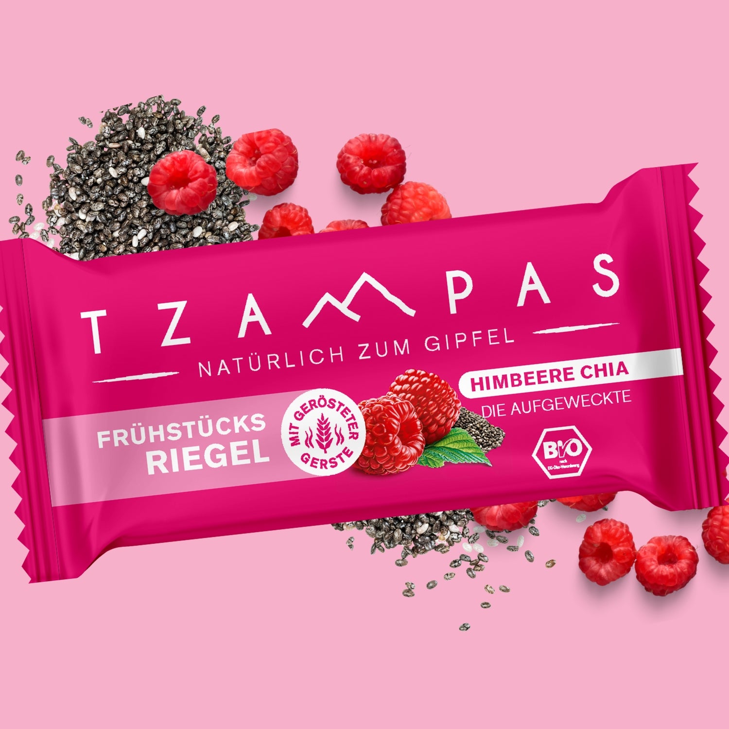 Frühstücksriegel Himbeere Chia